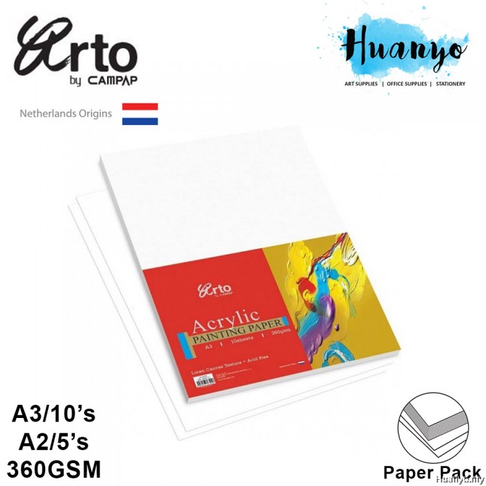 Campap Arto Acrylic Painting Paper Pack 360gsm (A4 / A3 / A2) [CR36356